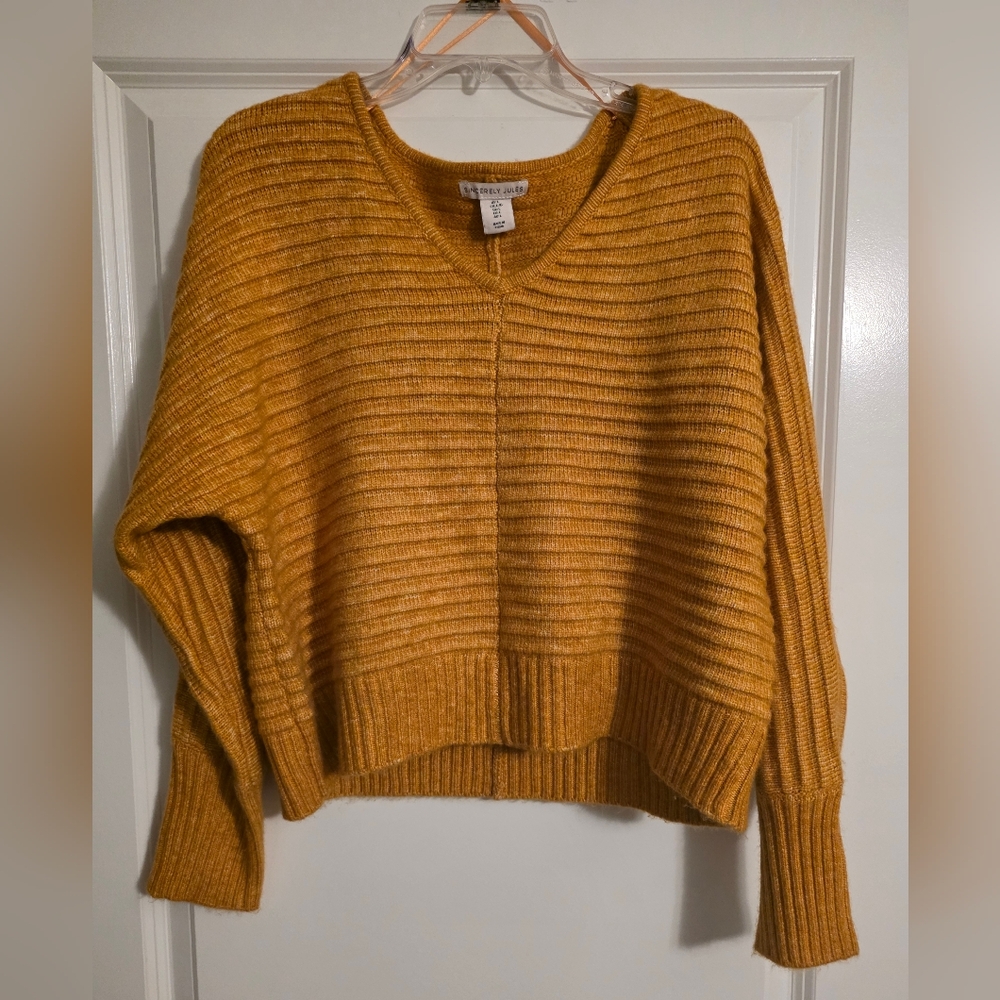 Sincerely Jules Mustard V-Neck Sweater